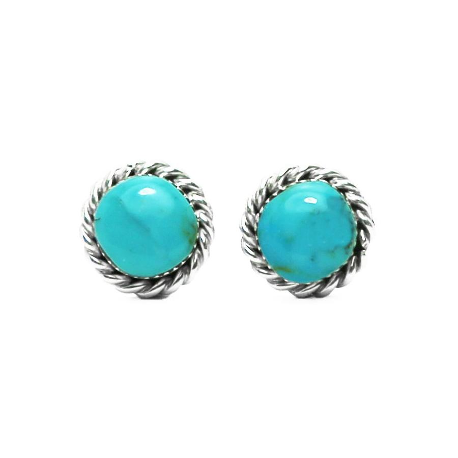 Zuni Indian Sterling Silver Turquoise  Post Earrings by Cachini 