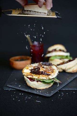 BUTTERMILK BISCUIT SANDO with MESOPOTAMIA SPIKED BALSAMIC GLAZE