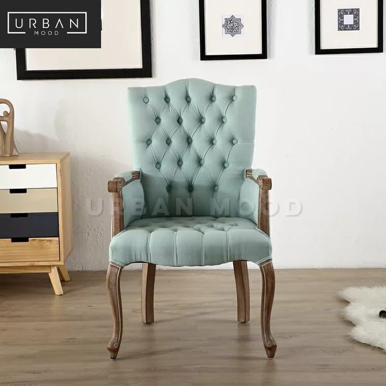 teal tufted chair