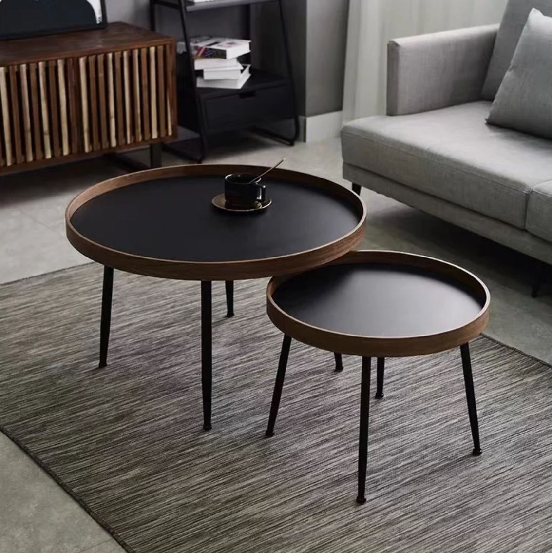 COMO Black Walnut Round Nesting Coffee Tables – Urban Mood