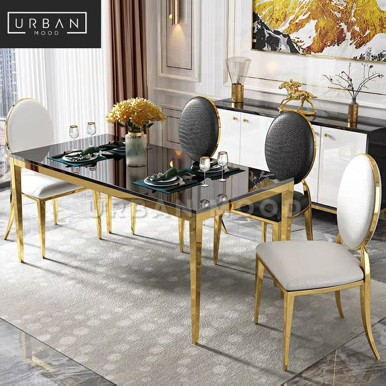 contemporary glass dining room table