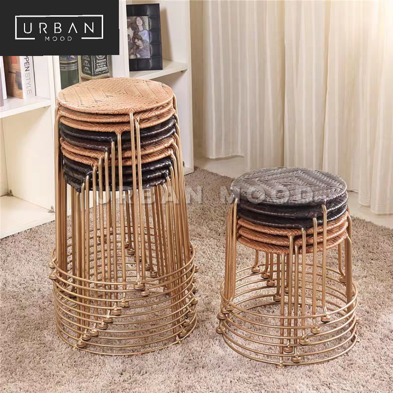 rattan and metal stool