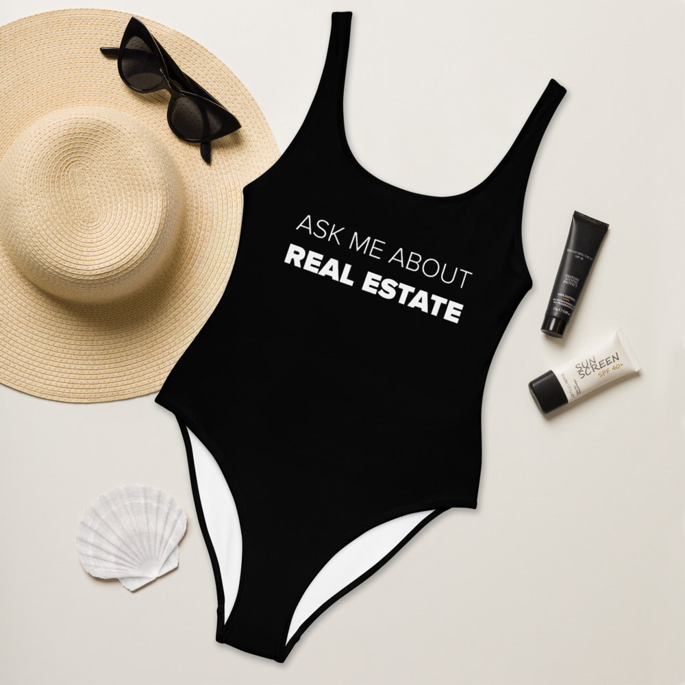 Ask Me About Real Estate Women's One-Piece Swimsuit ...
