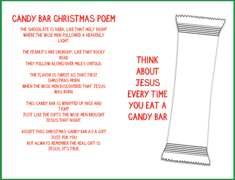 Candy Bar Christmas Poem