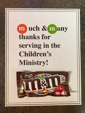 M&M's Children's Ministry Volunteer Appreciation Note