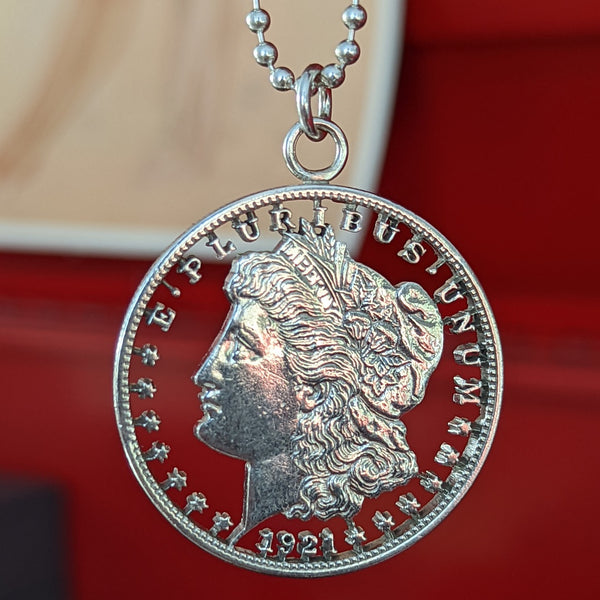 Details about   Nicer 1921 Morgan Silver Dollar .925 Pendant on a 28" .925 Italy Silver Chain 