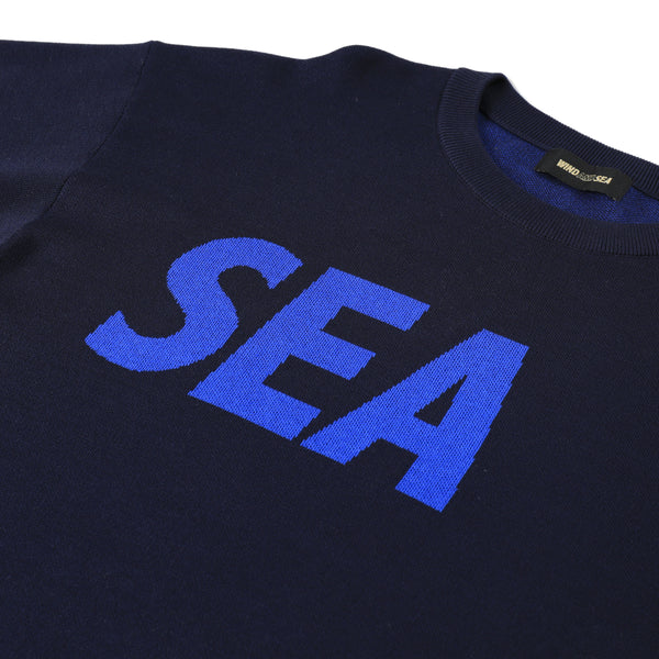 マルチボーダーシリーズ WIND AND SEA SEA SILK BLEND KNIT NAVY L