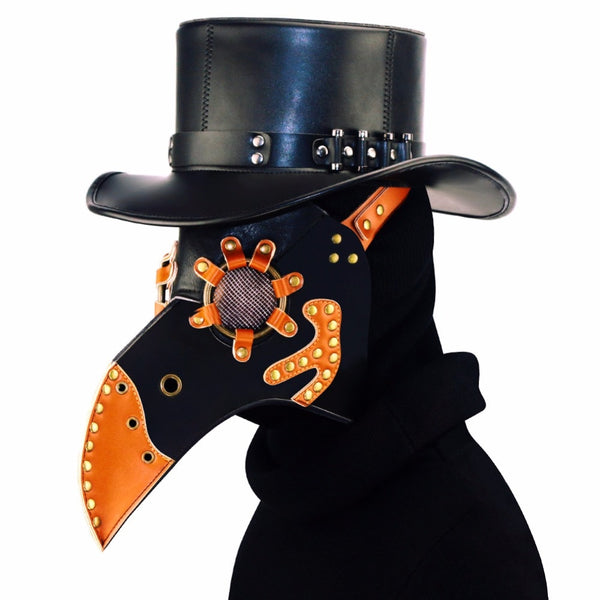 Shop Halloween PU Beak Plague Doctor Mask Steamp