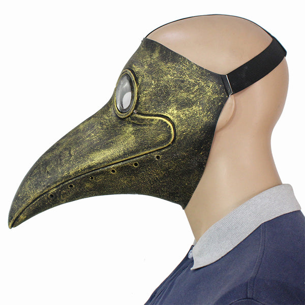 Shop Gold Cosplay Steampunk Plague Doctor Mask Bird Beak M