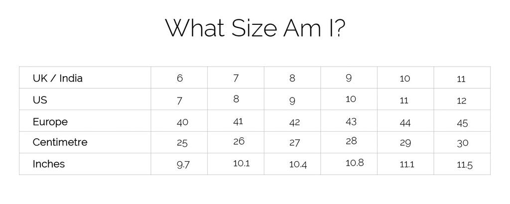Sandals Size Chart India And Uk