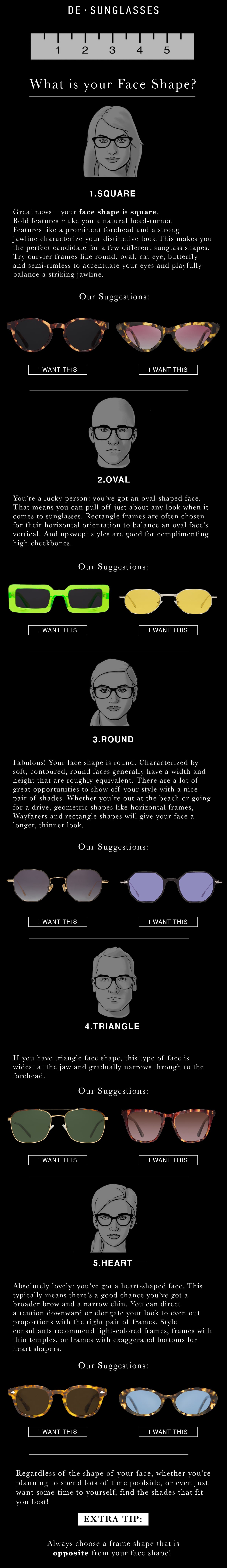 DE-SUNGLASSES FACE SHAPES