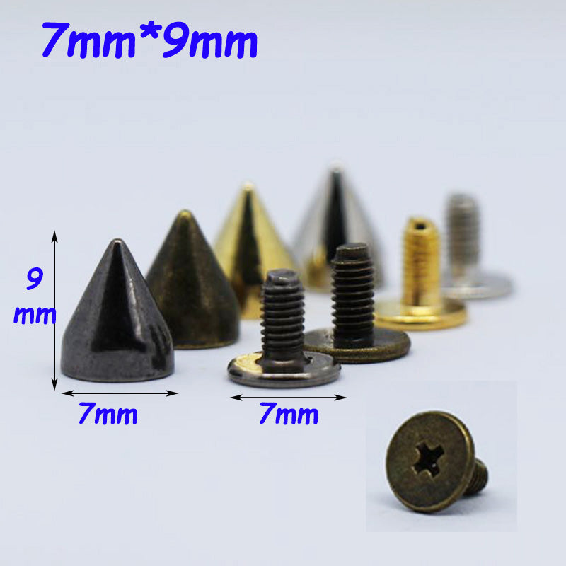 Metal Screwback Cone Studs Bullet Spike Long Punk Rivets for Leather Craft Decor 