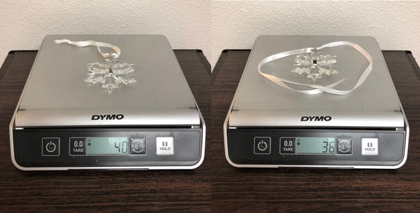 Weighing A Real Swarovski Ornament and a Fake Knockoff Swarovski Ornament