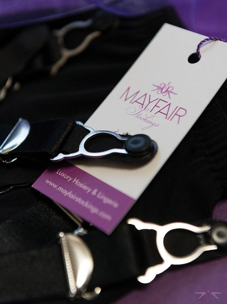 Suspender straps and clips at Mayfair Stockings