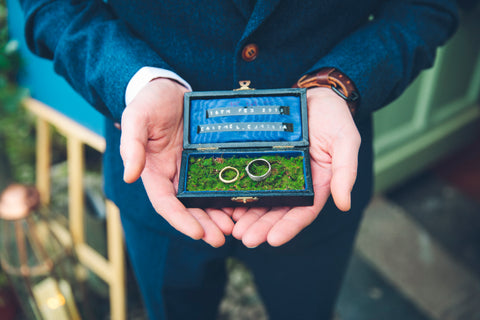 Bespoke twig and bark wedding rings