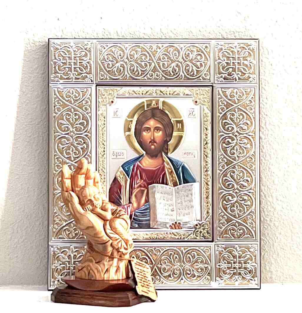 Beautiful Jesus Christ Silver Icon with Silver Golden Color Frame ...