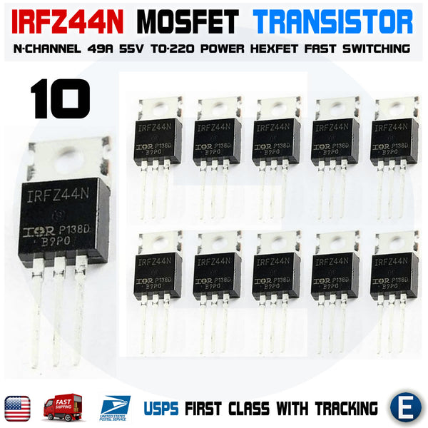 Inesperado Dar adherirse 10pcs IRFZ44 IRFZ44N MOSFET Transistor N-Channel HEXFET Power 49A 55V –  eElectronicParts