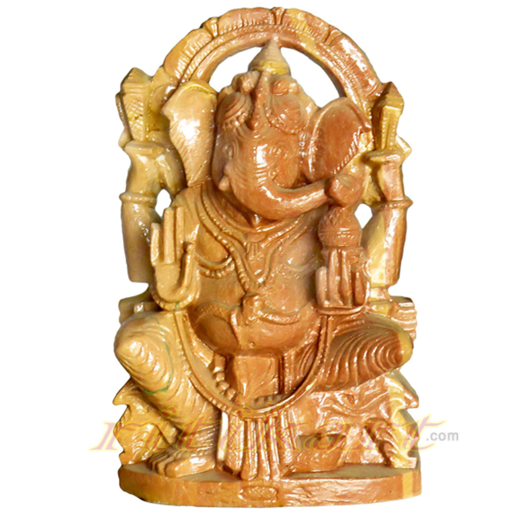 Buy Online Sitting Ganesh Small Pink Stone Work Showpiece - Ritikart