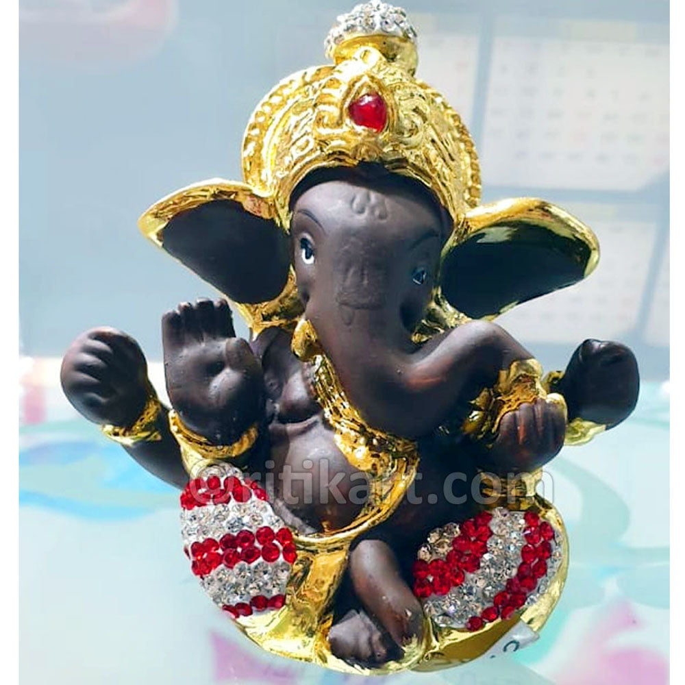 Buy Gold-Plated Alloy Cute Ganesha Chocolate Color Showpiece-Ritikart