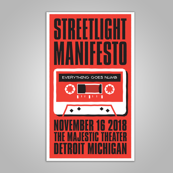 Streetlight Manifesto "Everything Goes Numb Tour DETROIT" Screen Print Poster (2018)