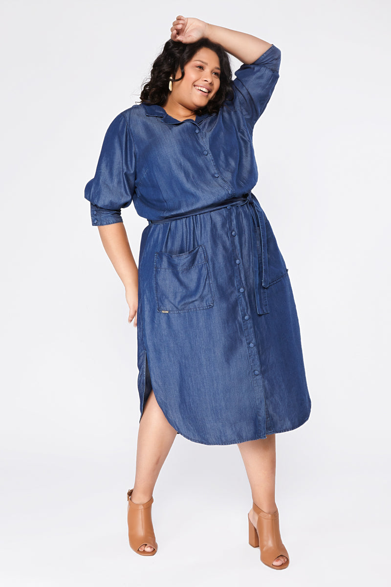 vestido jean plus size