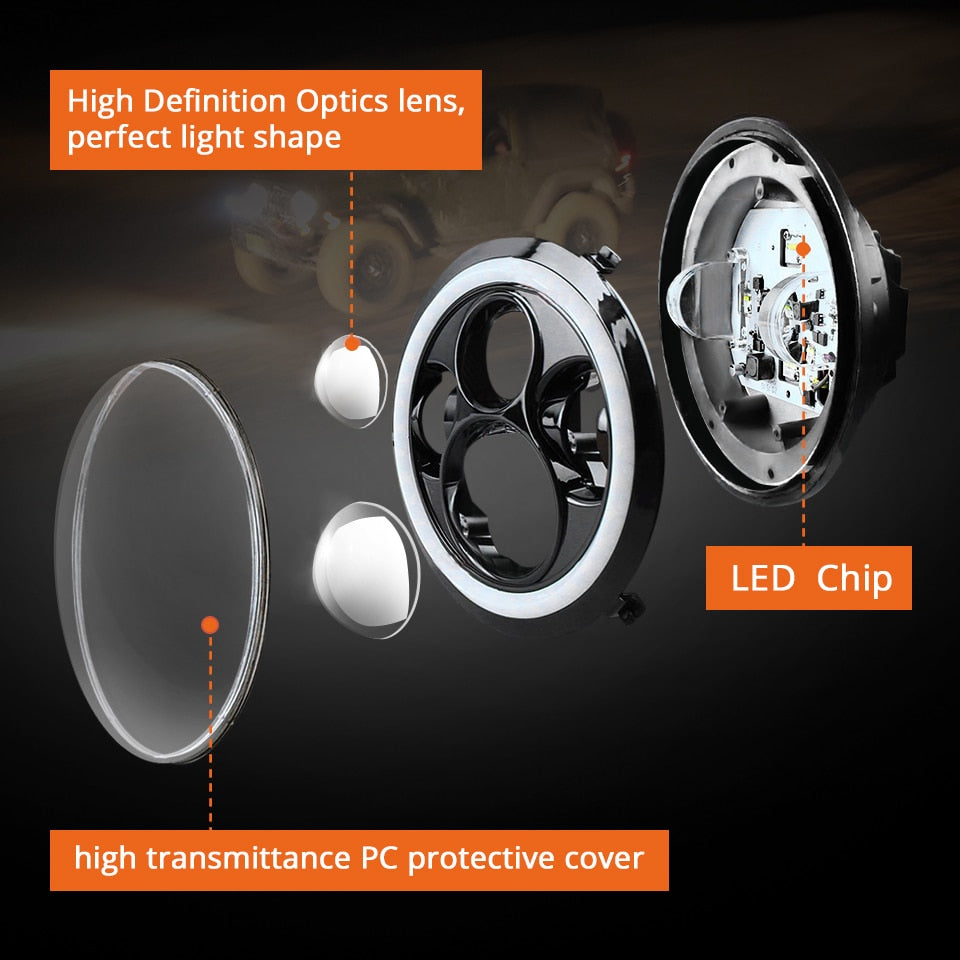 HUMMER H1 H2 LED Hi//Lo Beam Headlights Projector 6000K /& 9007 to H4 Adapter safe