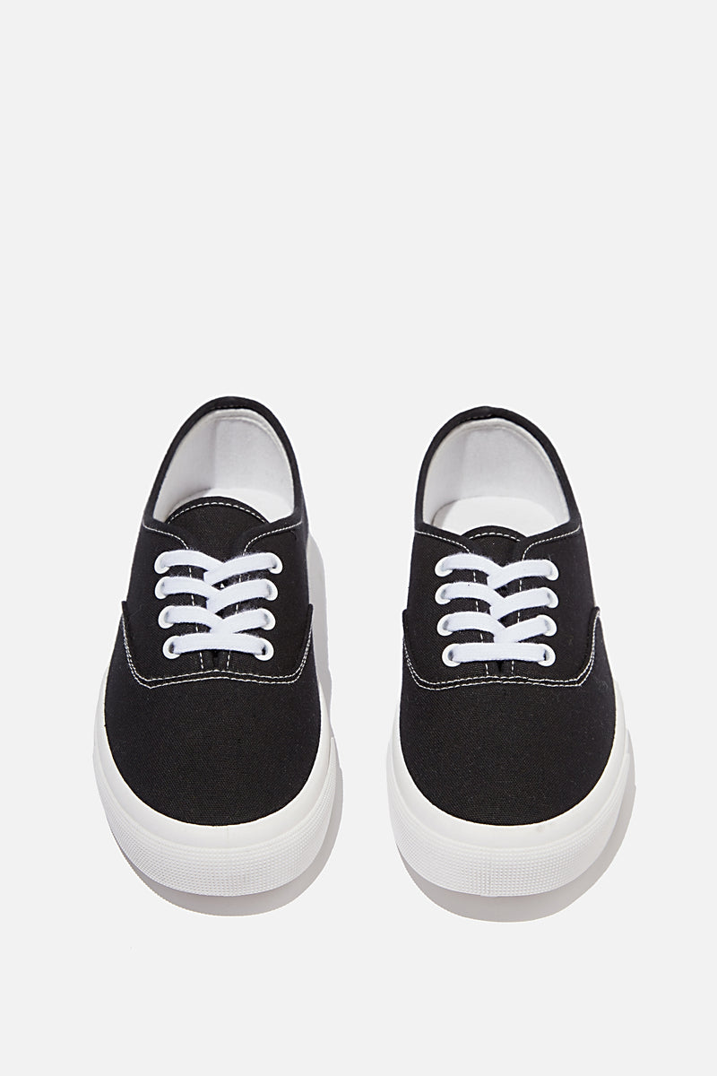 black lace up plimsolls