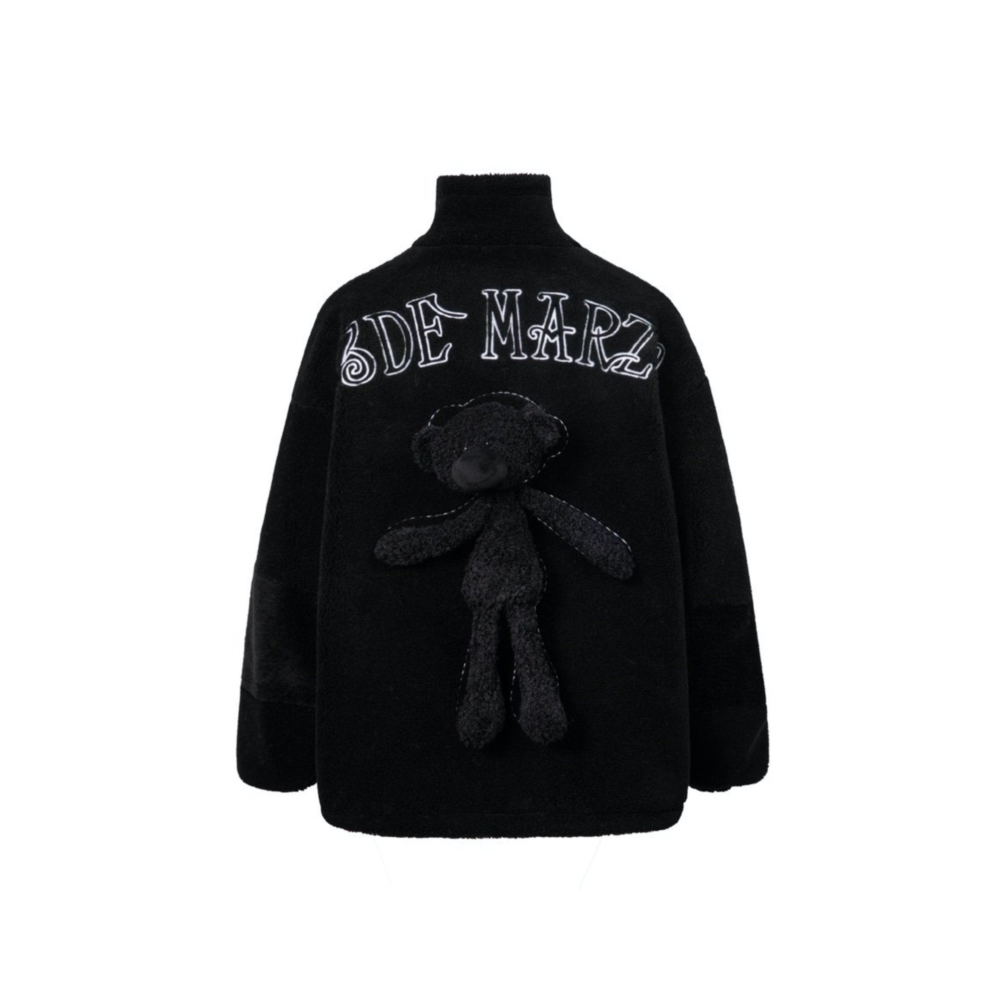 Teddy Bear Lamb Wool Coat Black