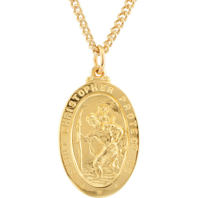 Gold Plated St St Christopher Pendant Including 24 Inch Necklace Christopher Pendants 