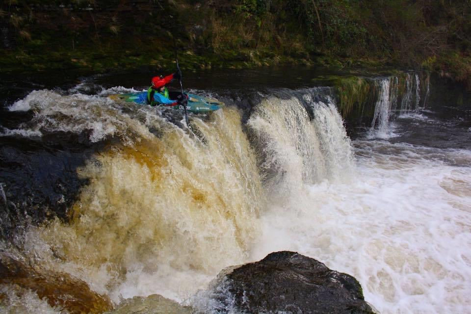 Sennah hitting the drop on the Afon Tawe