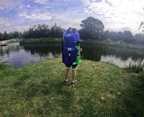 Canal Side with SUP in Backpack