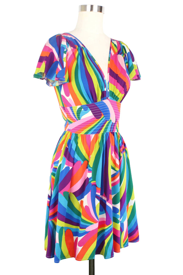 Deep Cut Camilla Mini Dress - Rainbow Bright