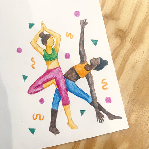 Hand drawn yoga poses by Chelsey Wilson