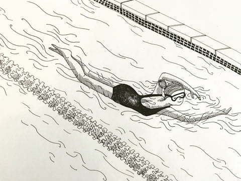 Hand drawn image of swimmer by Chelsey Wilson