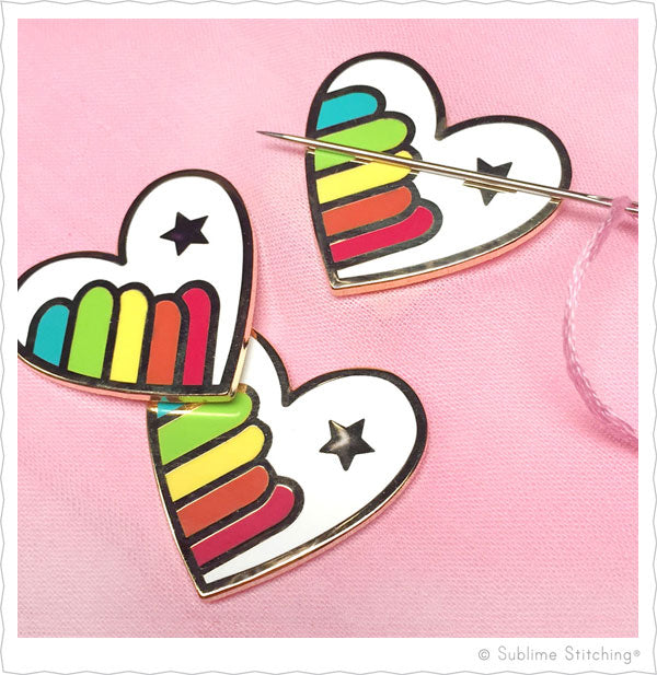 Hoop Flair Needle Minders from Sublime Stitching Rainbow Hearts