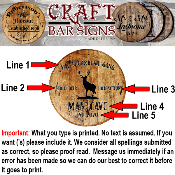 Details about  / Whiskey Barrel Head Stag Party Beer Drinking Deer Hunting Bachelor Bar Sign