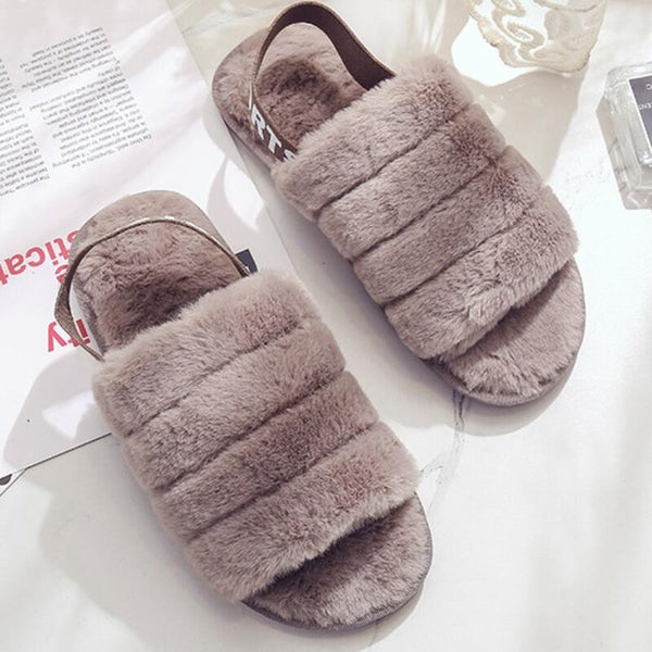 furry slippers womens