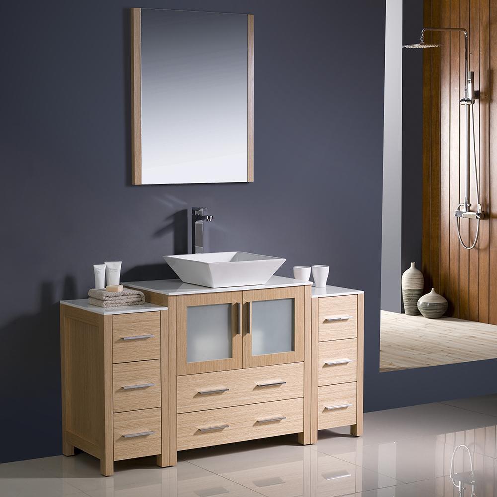 Fresca Torino 54 Light Oak Modern Bathroom Vessel Sink Vanity Bathroom Vanity House