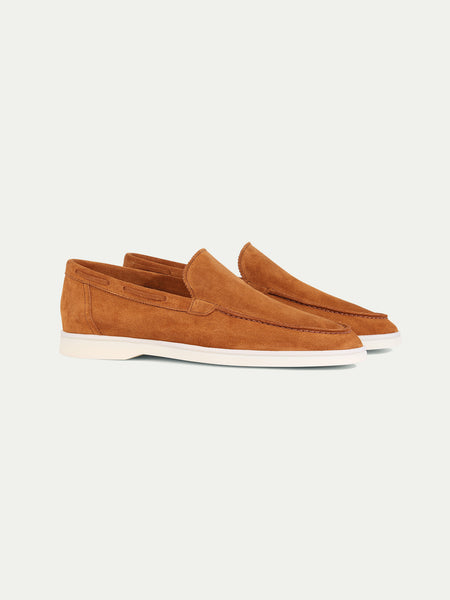 cognac suede loafers