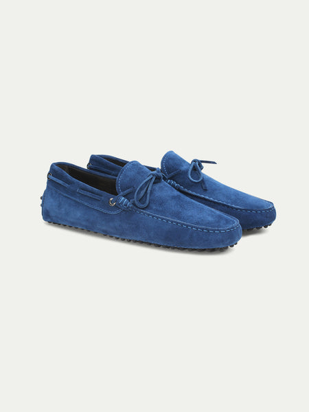 blue driving moccasin