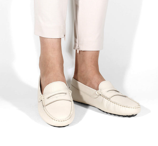 womens white driving moccasins