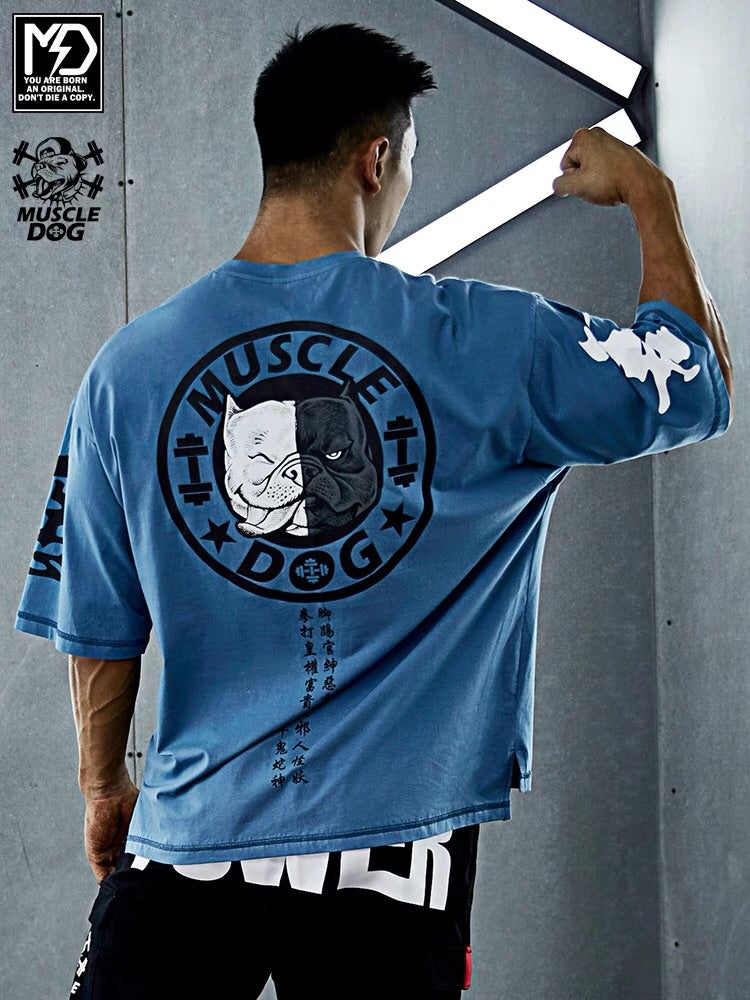 MuscleDog Black White Bulldog Chinese Calligraphy Characters T-Shirt – MuscleDog USA
