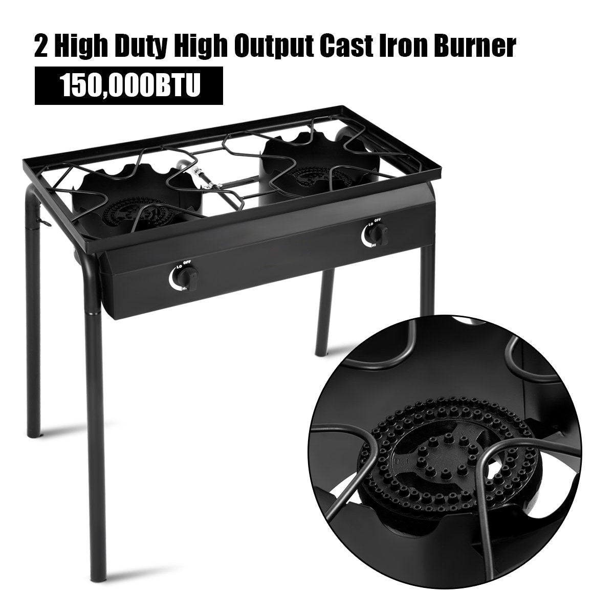 Erommy Propane Stove 2 Burner Outdoor Cooking Camping Gas Stove