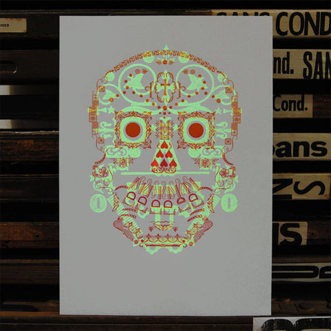 Limited edition ‘Day of the Dead’ glow-in-the-dark letterpress print.