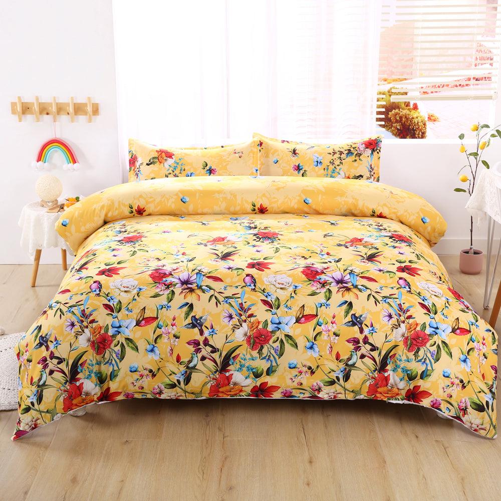 yellow floral duvet set