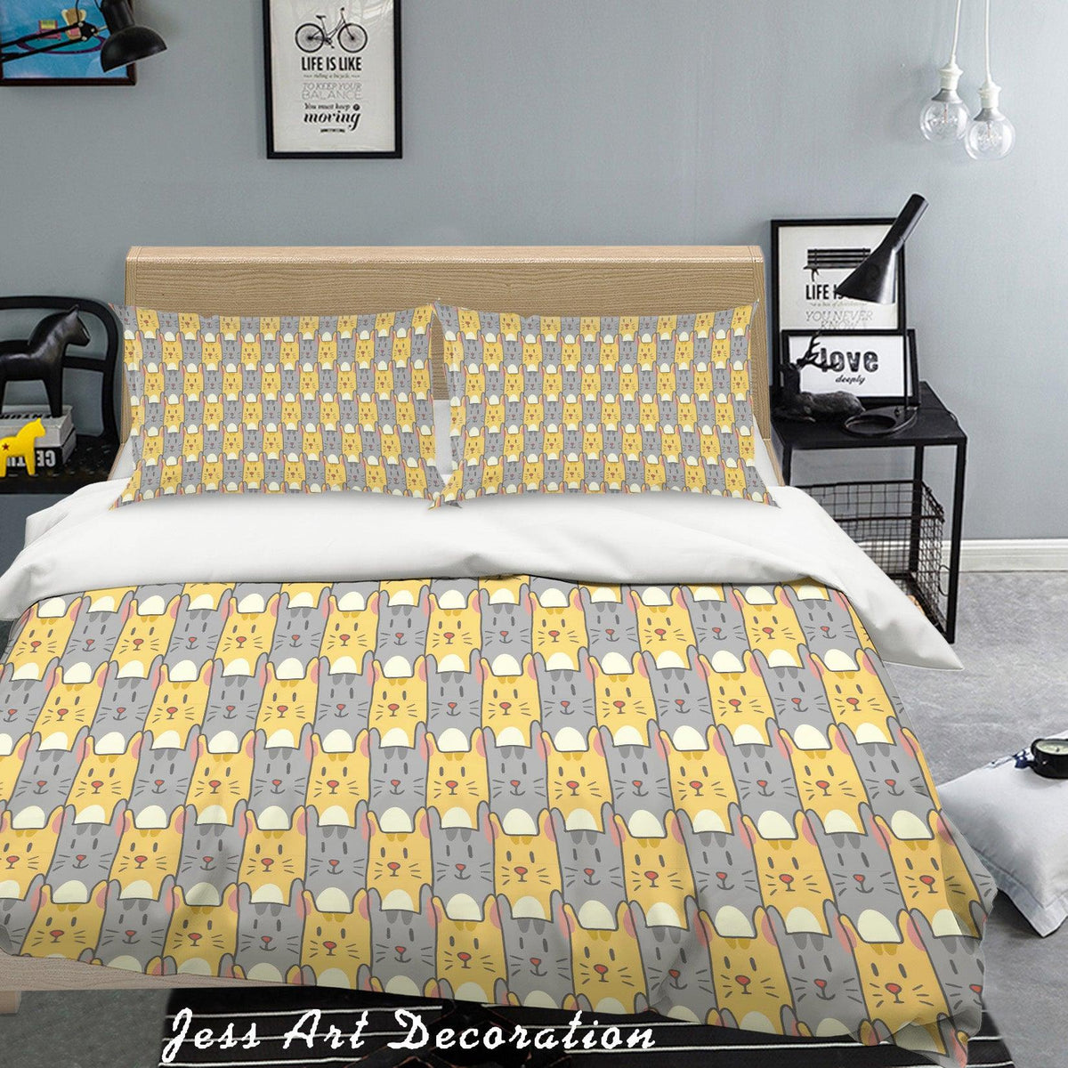 yellow geo bedding