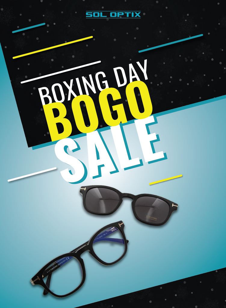 Boxing Day buy one get one sale on prescription eyeglasses and sunglasses