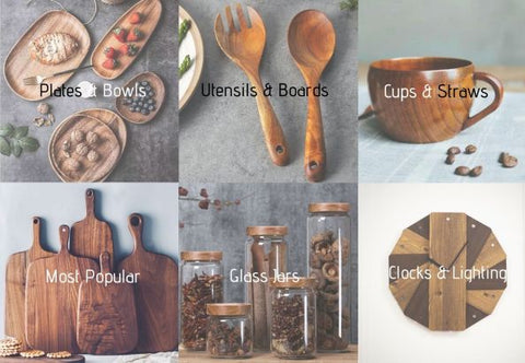 wood and glass aesthetic kitchenware