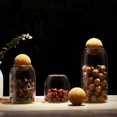 borosilicate glass storage and display jars with cork lid