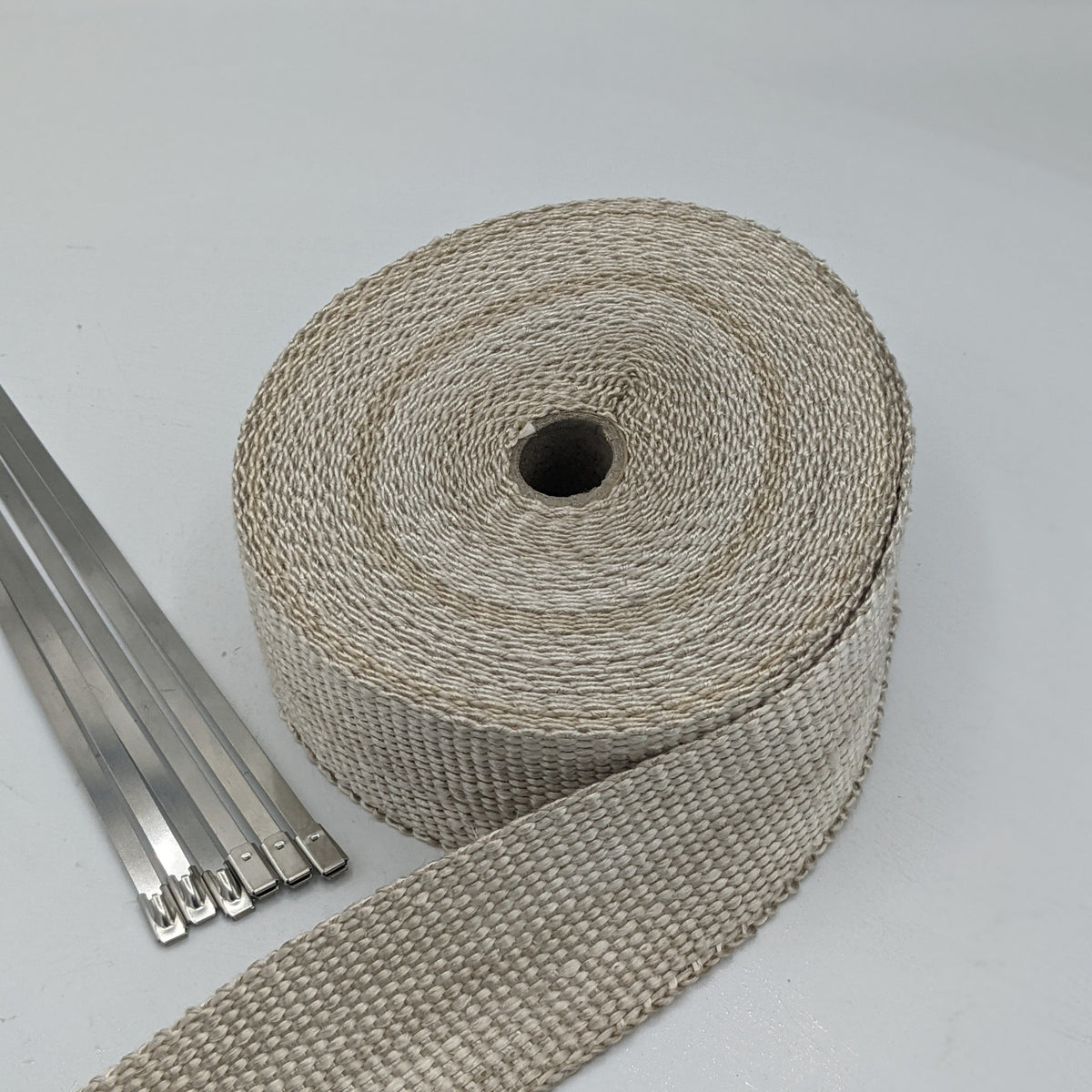 Exhaust Heat Wrap 10m x 50mm Roll Titanium Exhaust Heat Pipe Wrap Motorbike Pipe Header Heat Wrap Kit with 10 Stainless Ties 